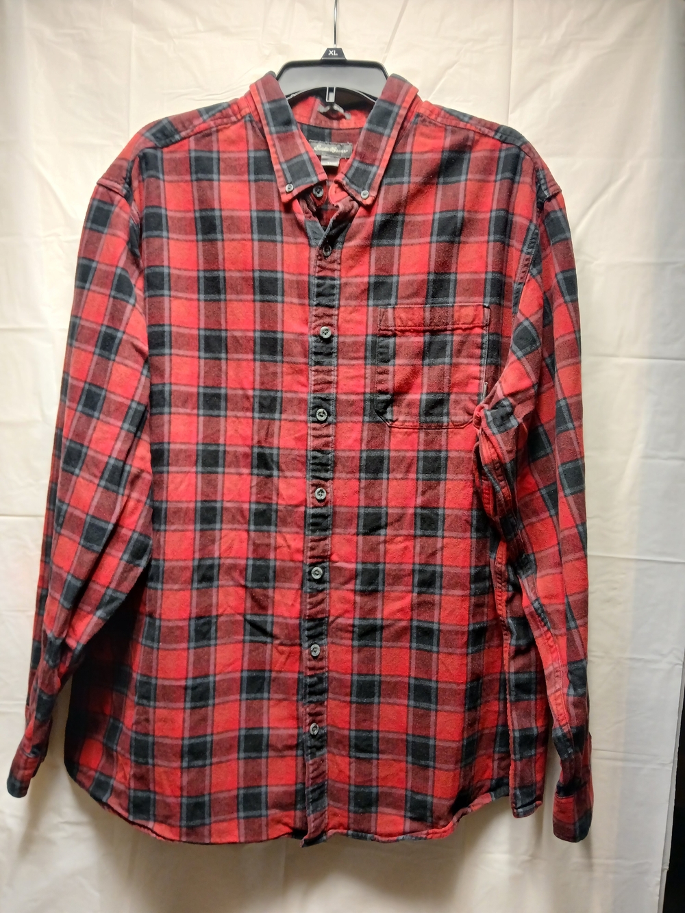 Eddie Bauer Red and Black Plaid Button-Down Shirt